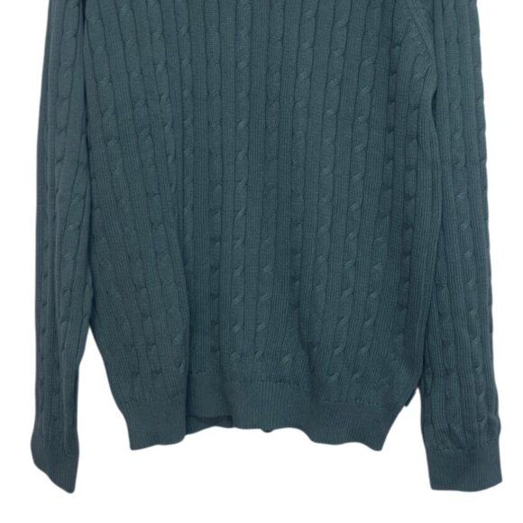 Izod Cable Knit Sweater Mens Large Blue Cotton Winter Fall - Picture 4 of 7